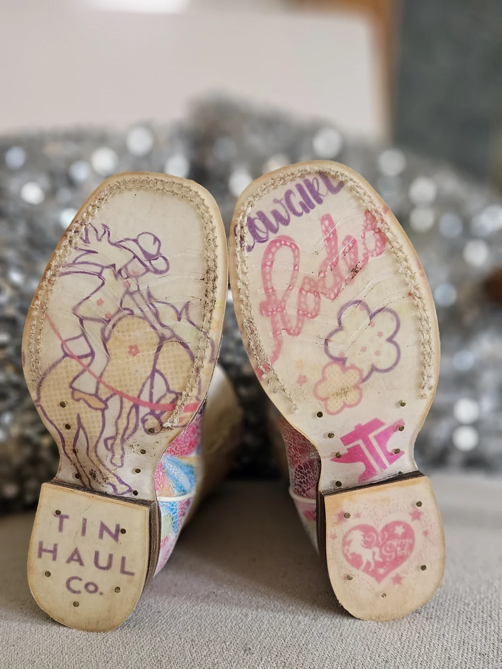 Tin Haul Handmade Leather Kids Color Burst Square Toe Boots. Size Toddler 11